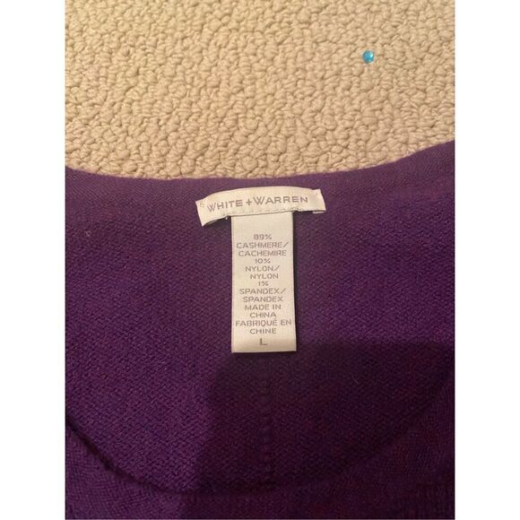 White+Warren Cashmere Plum Purple Sweater size LARGE - Picture 2 of 3